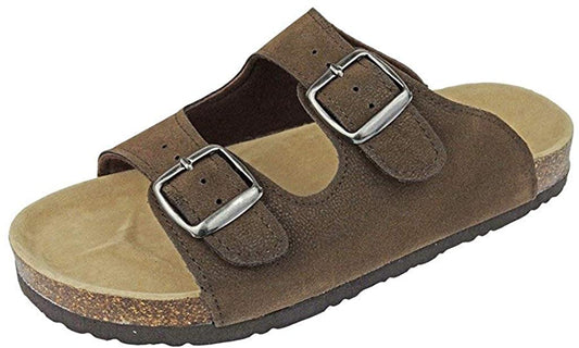 Vegan Leather 2 Strap Buckle Sandals