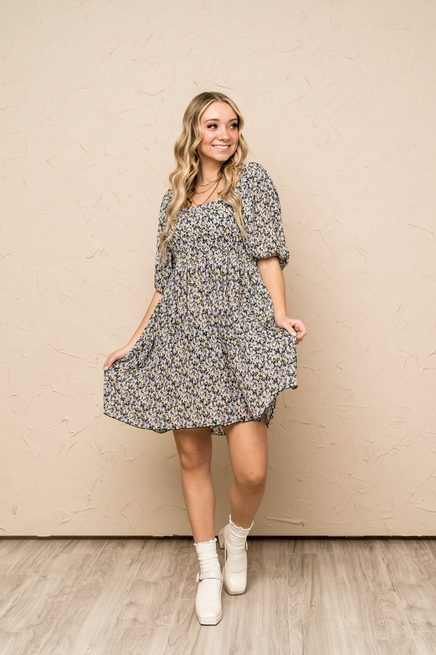 ABOUT TIME BABYDOLL MINI DRESS