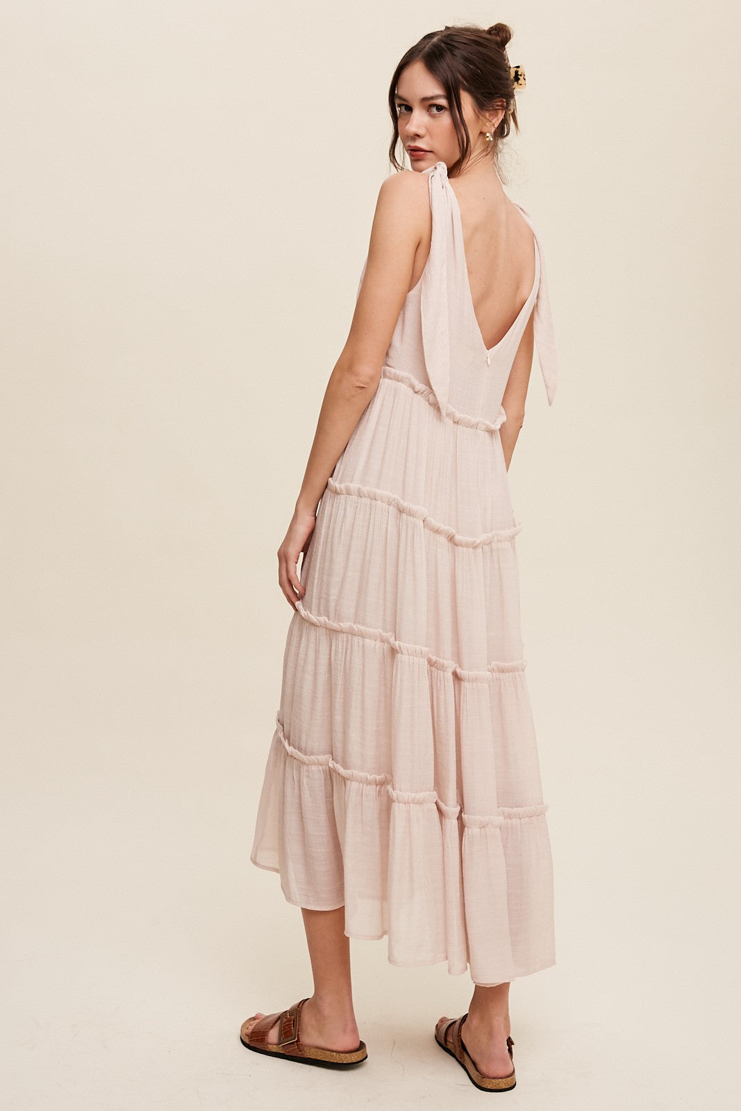 Blake V-Neck Tiered Midi Dress
