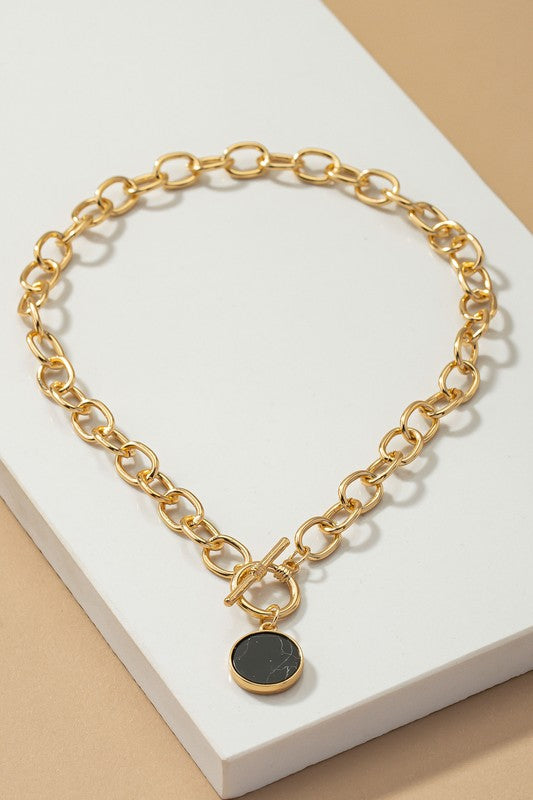 Life's Too Short Toggle Stone Necklace
