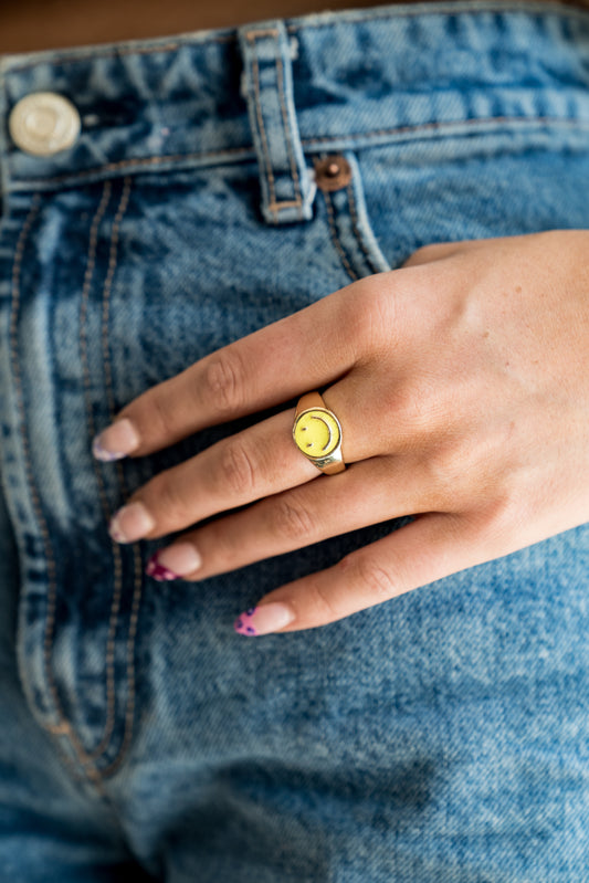 Neon Smiley Rings