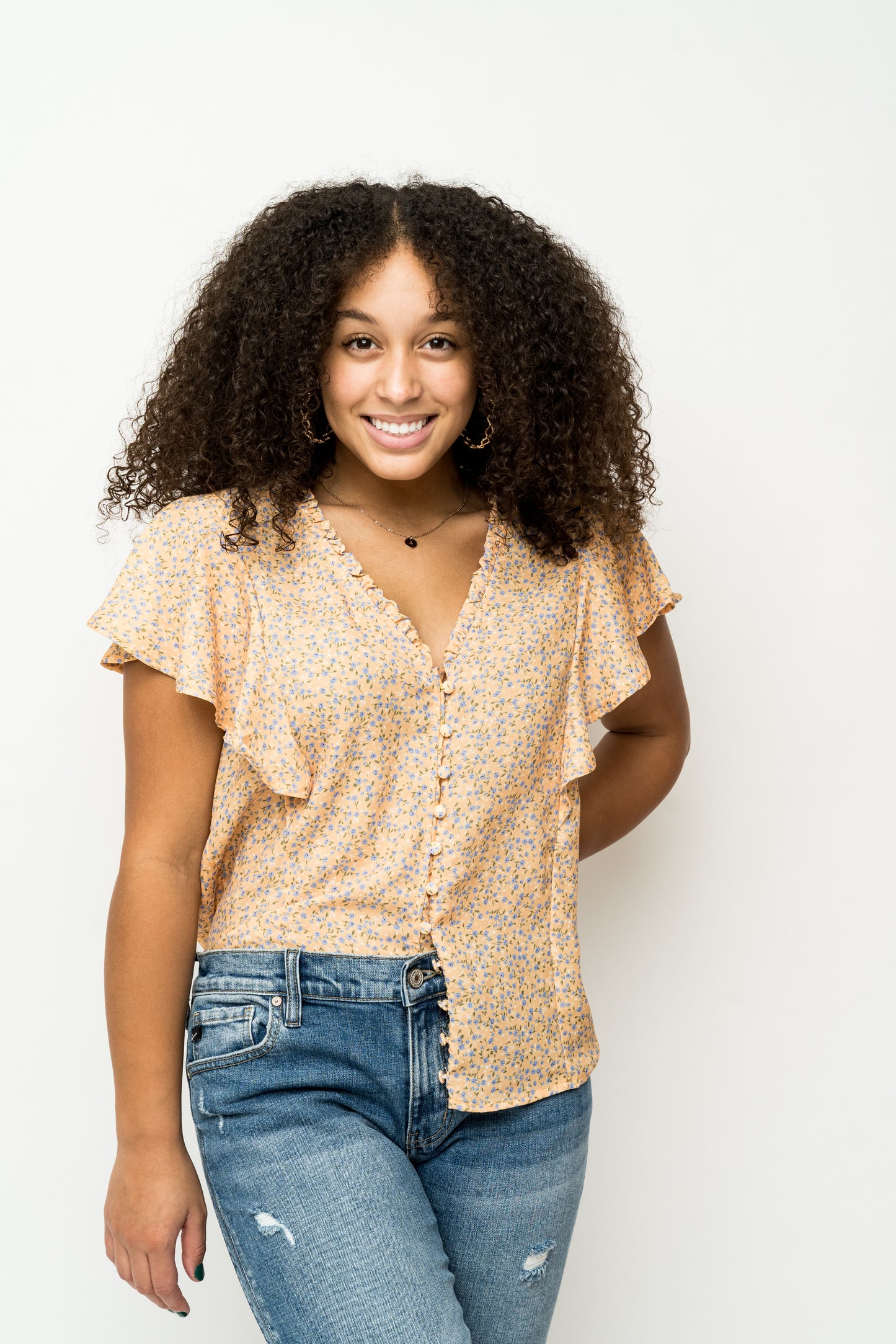 New Blossoms Ruffle Sleeve Top