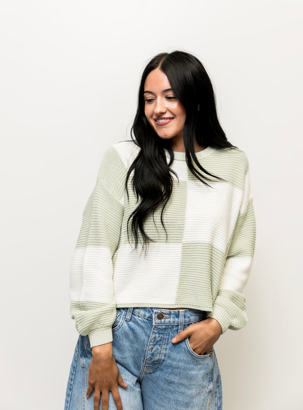 To The Moon Color-block Knit Sweater