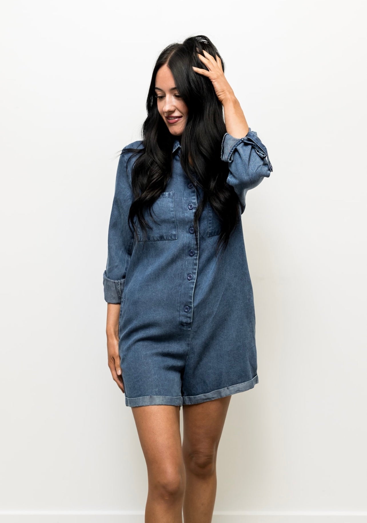 Layla Buttoned Denim Romper