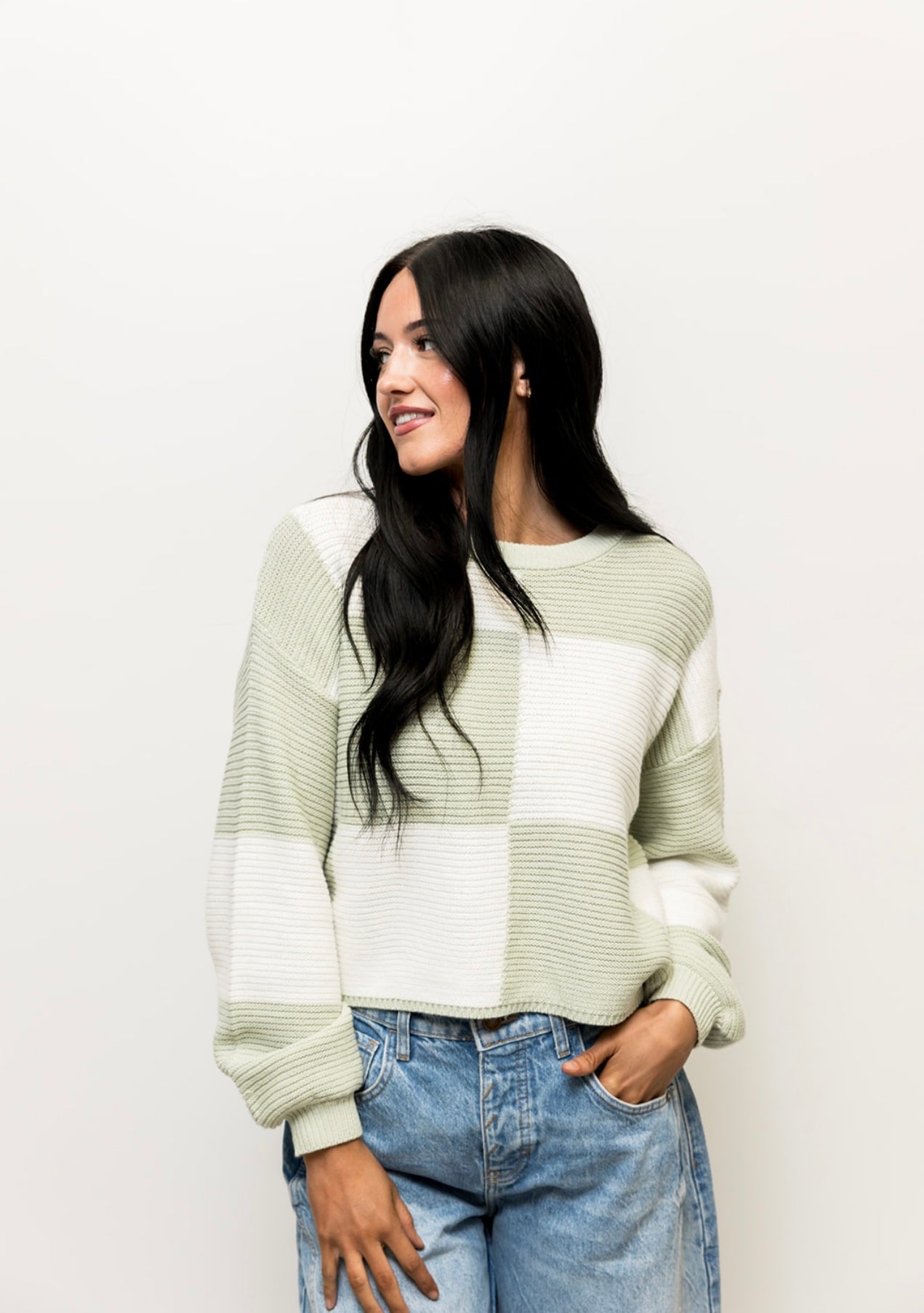 To The Moon Color-block Knit Sweater