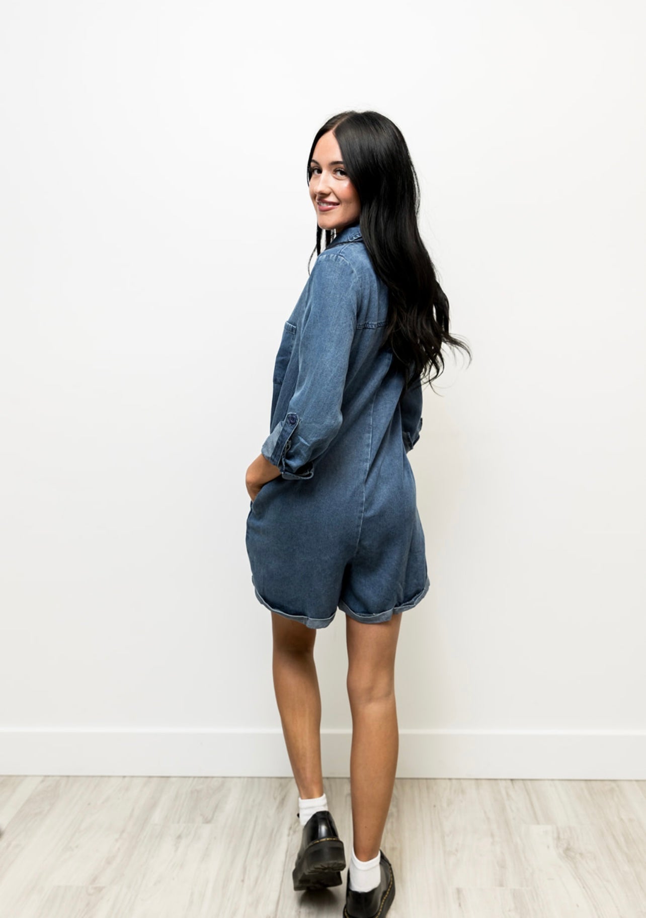 Layla Buttoned Denim Romper