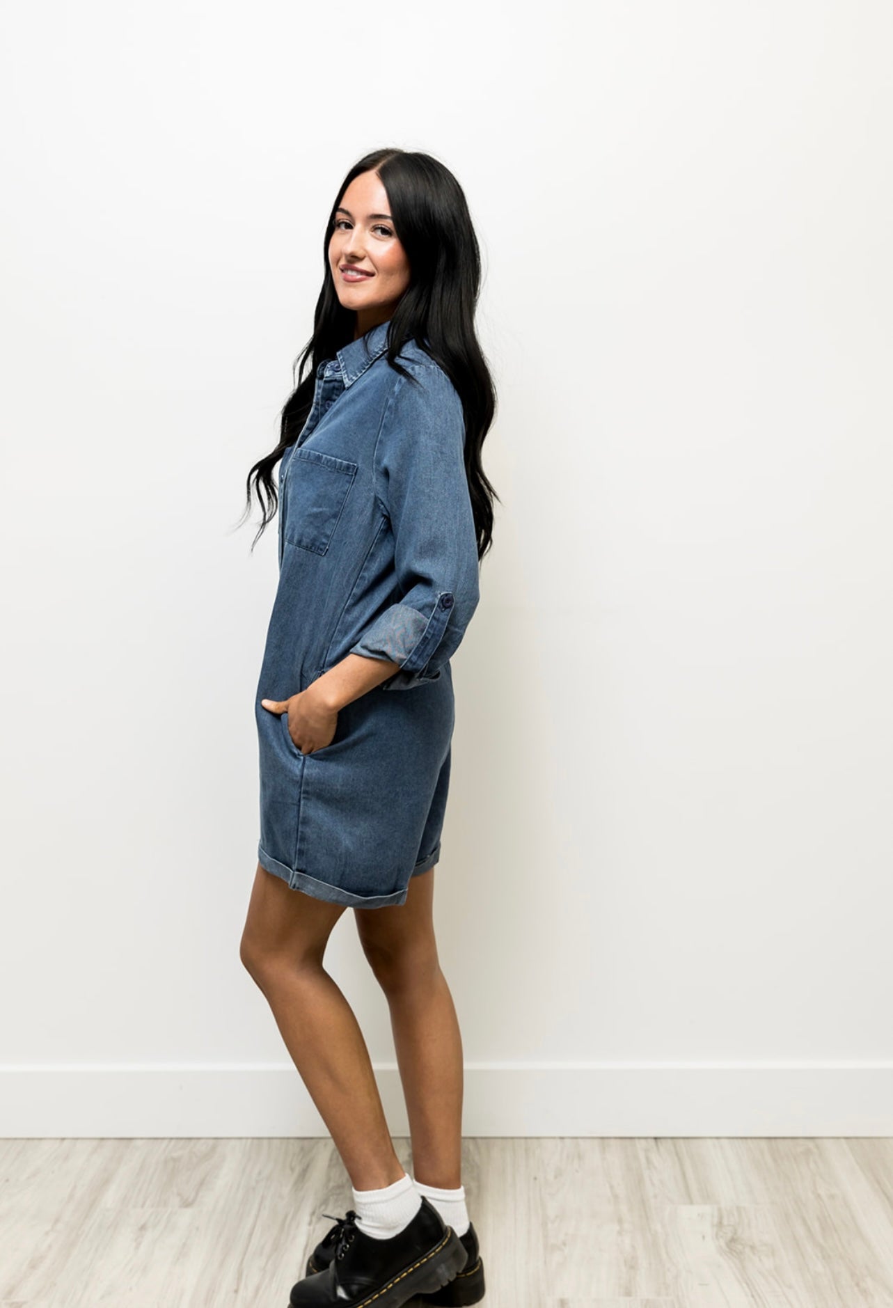 Layla Buttoned Denim Romper