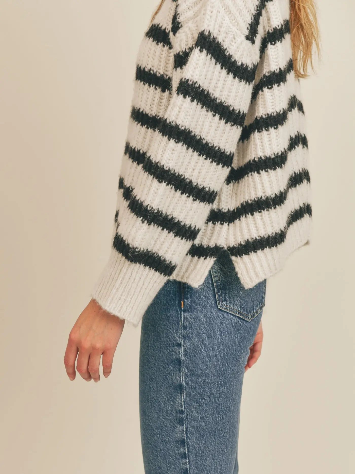 Allie Striped Chunky Knit Turtleneck Sweater