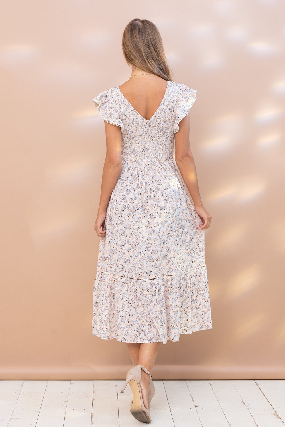 Dainty Floral Smocked Ruffle Dress