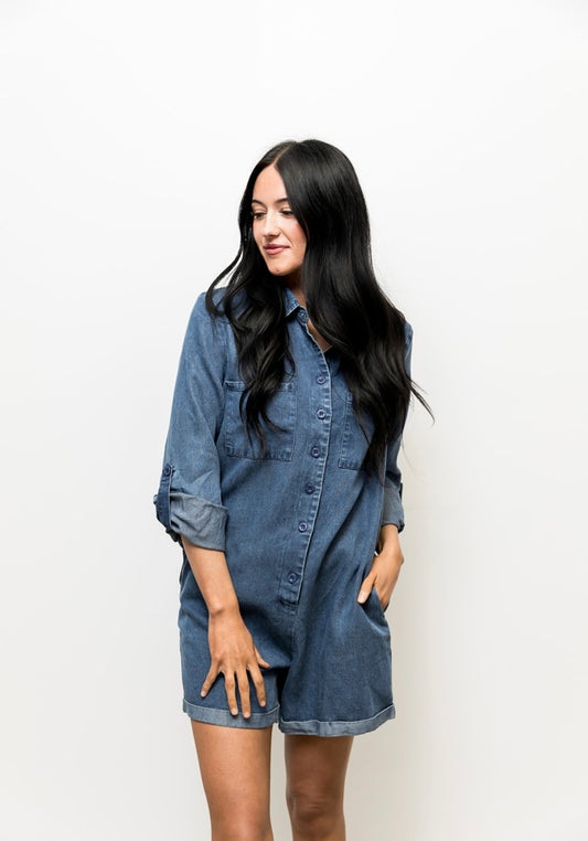 Layla Buttoned Denim Romper