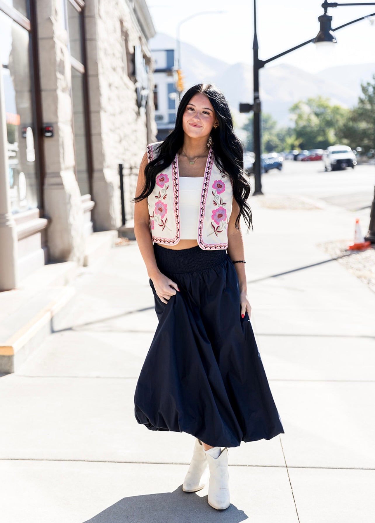 Fall Floral Embroidered Vest