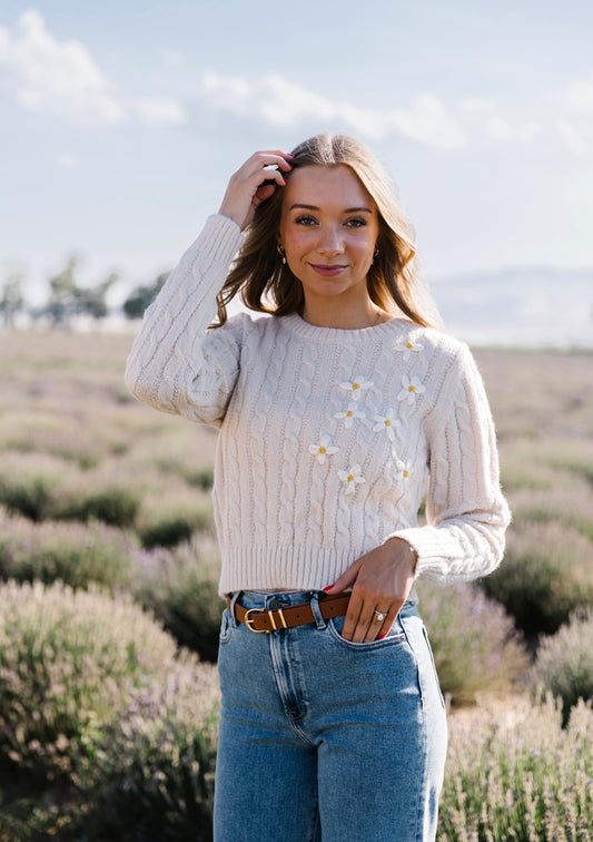 Lulu Embroidered Daisy Sweater