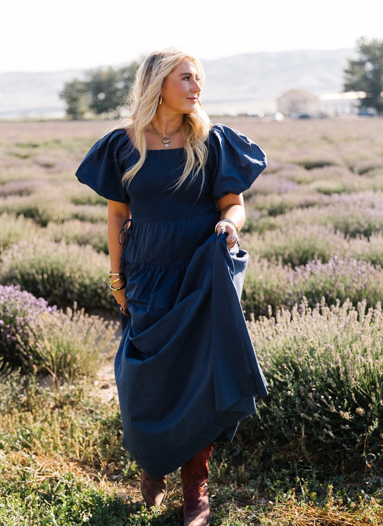 Everly Solid Puff Sleeve Maxi Dress