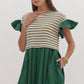 Giselle Striped Ruffle Sleeve Pleated Mini Dress