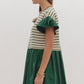 Giselle Striped Ruffle Sleeve Pleated Mini Dress