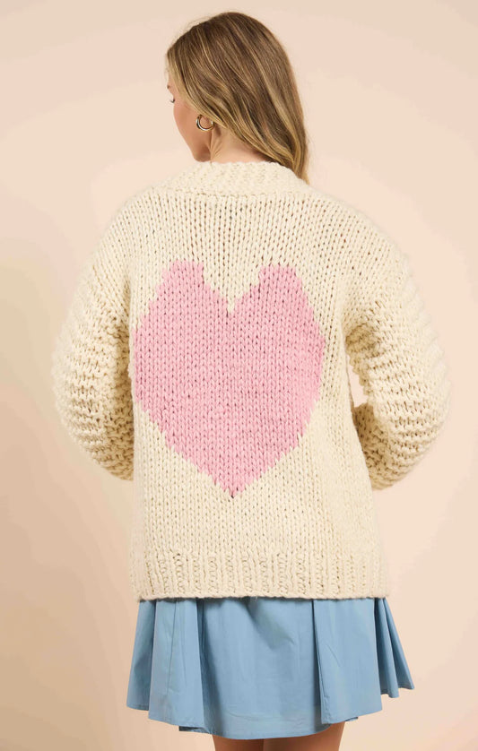 All The Love Hand-knit Heart Cardigan