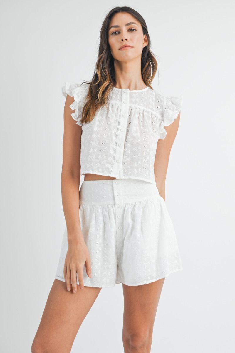 Josie Button Down Eyelet Short Set