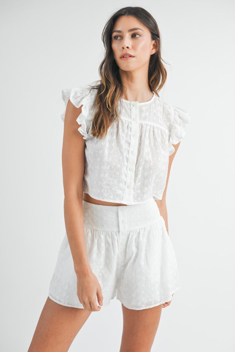 Josie Button Down Eyelet Short Set