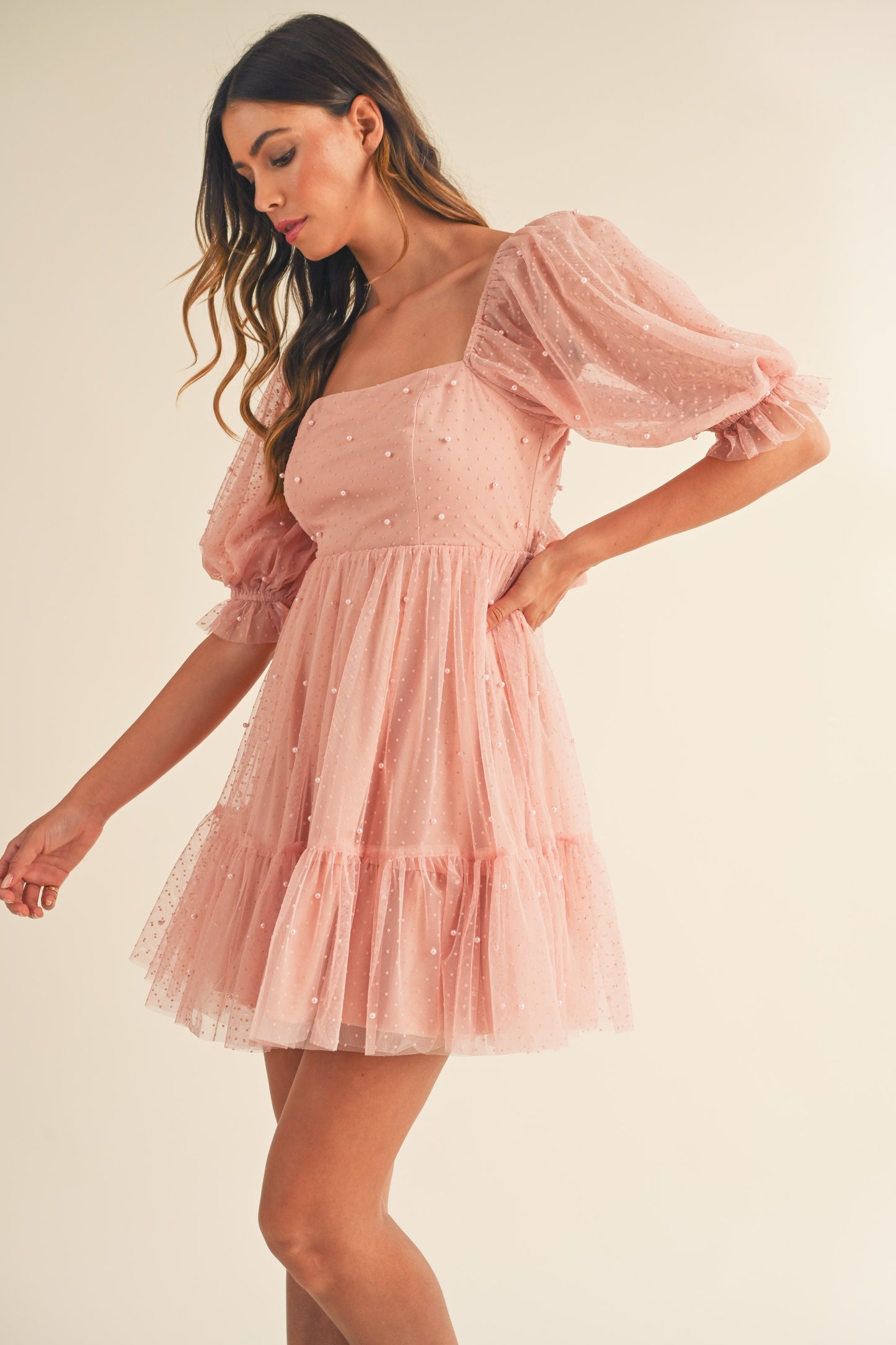 Sweet Nothing Pearl Studded Mini Dress