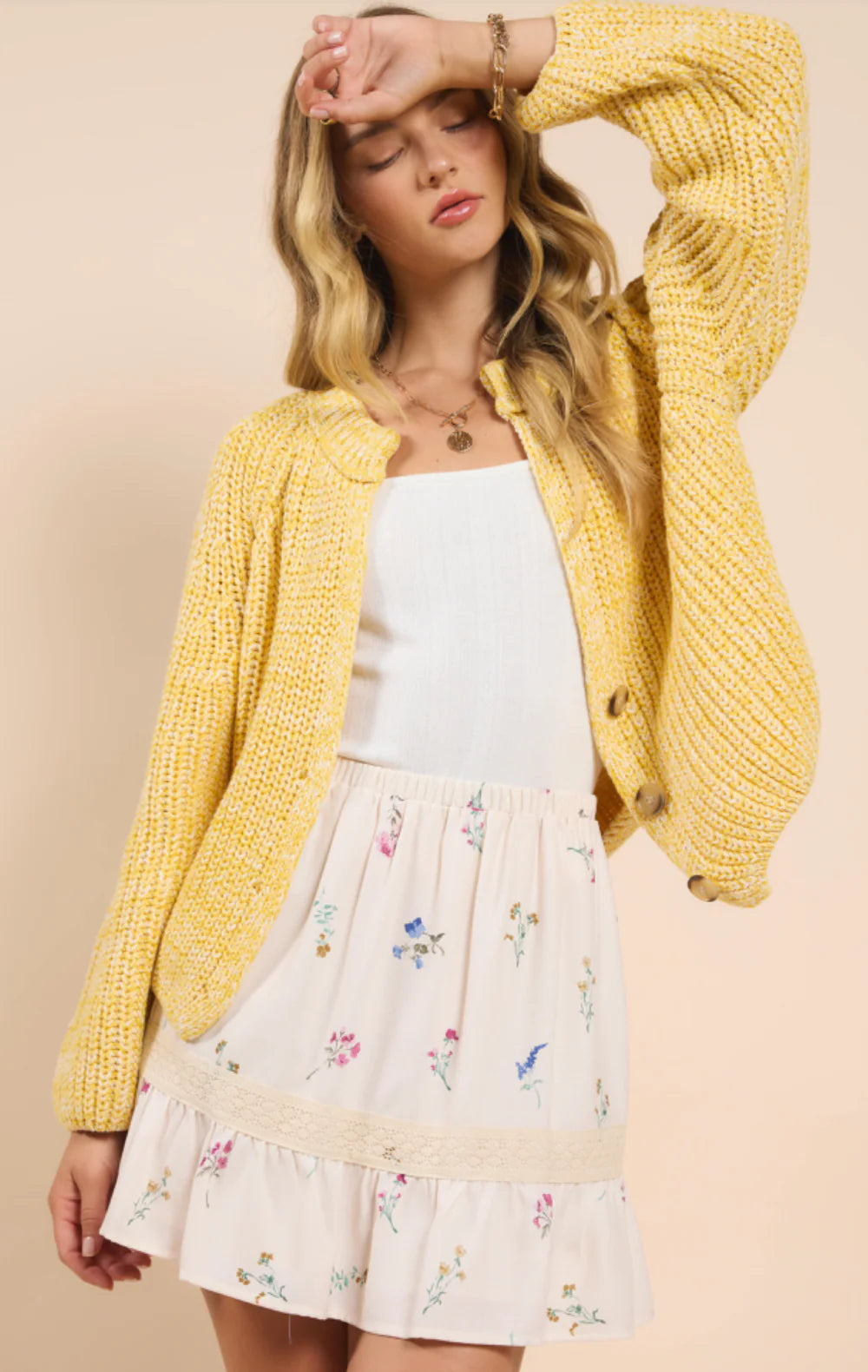 Hello Sunshine Half Buttoned Cardigan