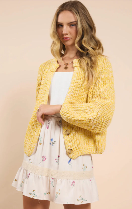 Hello Sunshine Half Buttoned Cardigan