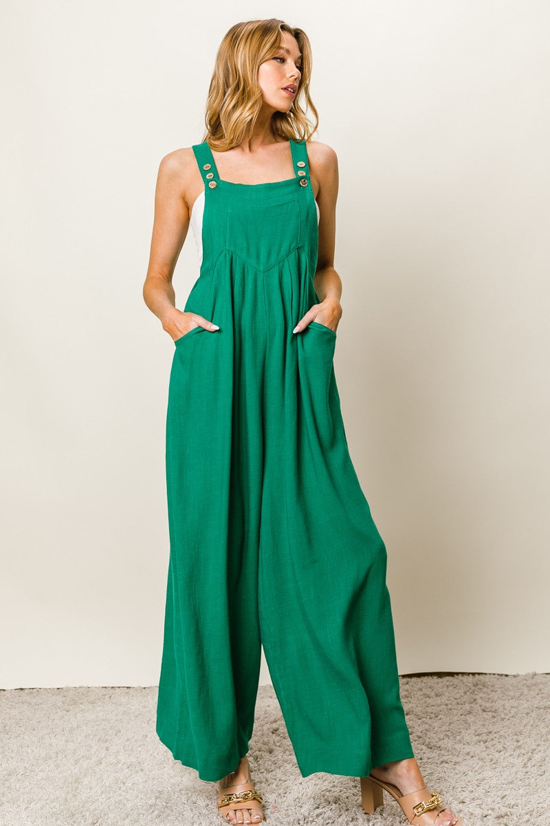 Tess Gathered Front Linen Jumpsuit