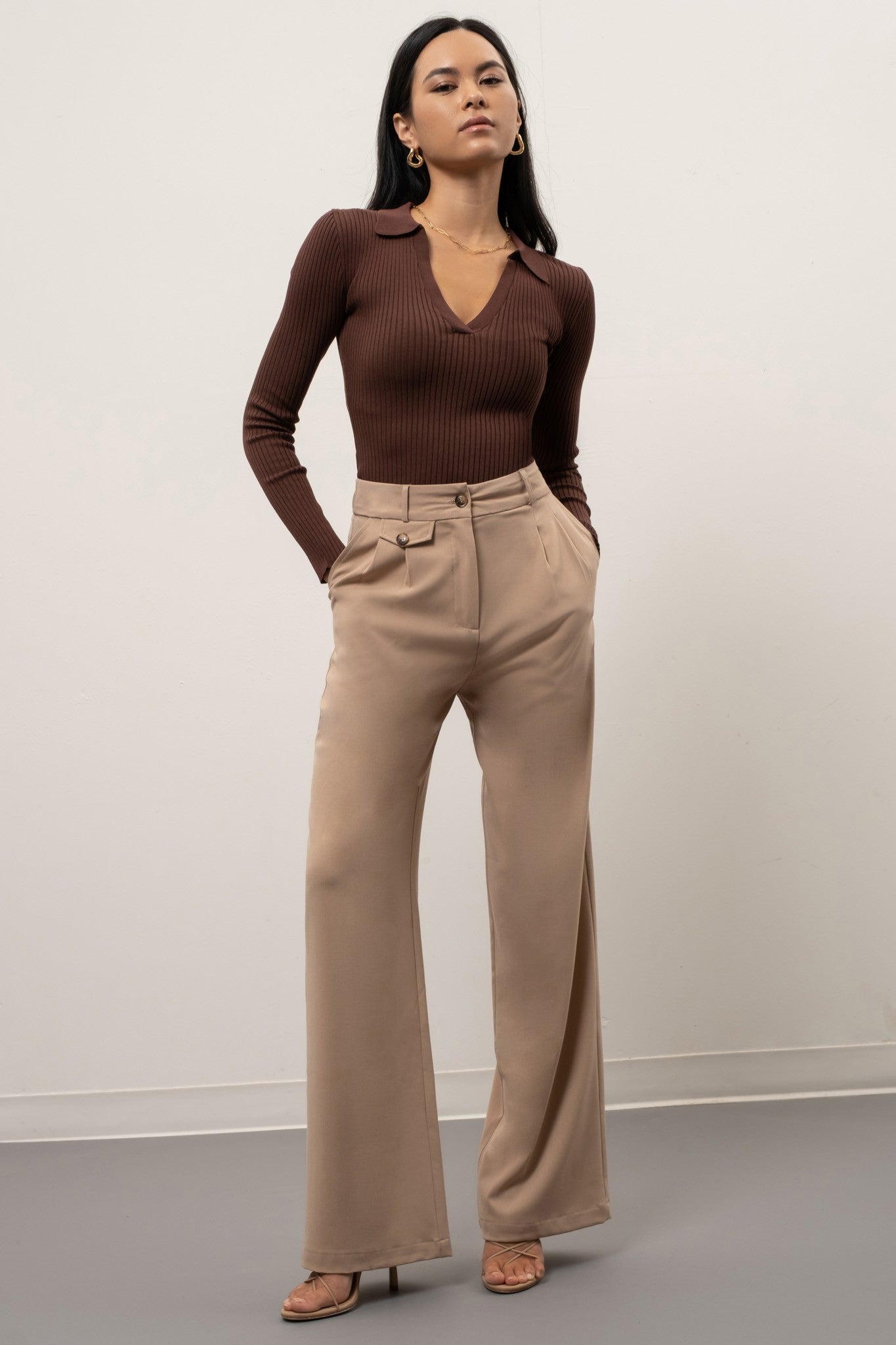 Beatrice High Waisted Wide Leg Trousers