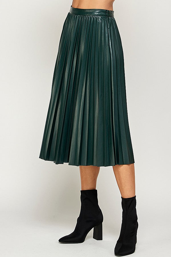 Live a Little Faux Leather Pleated Skirt