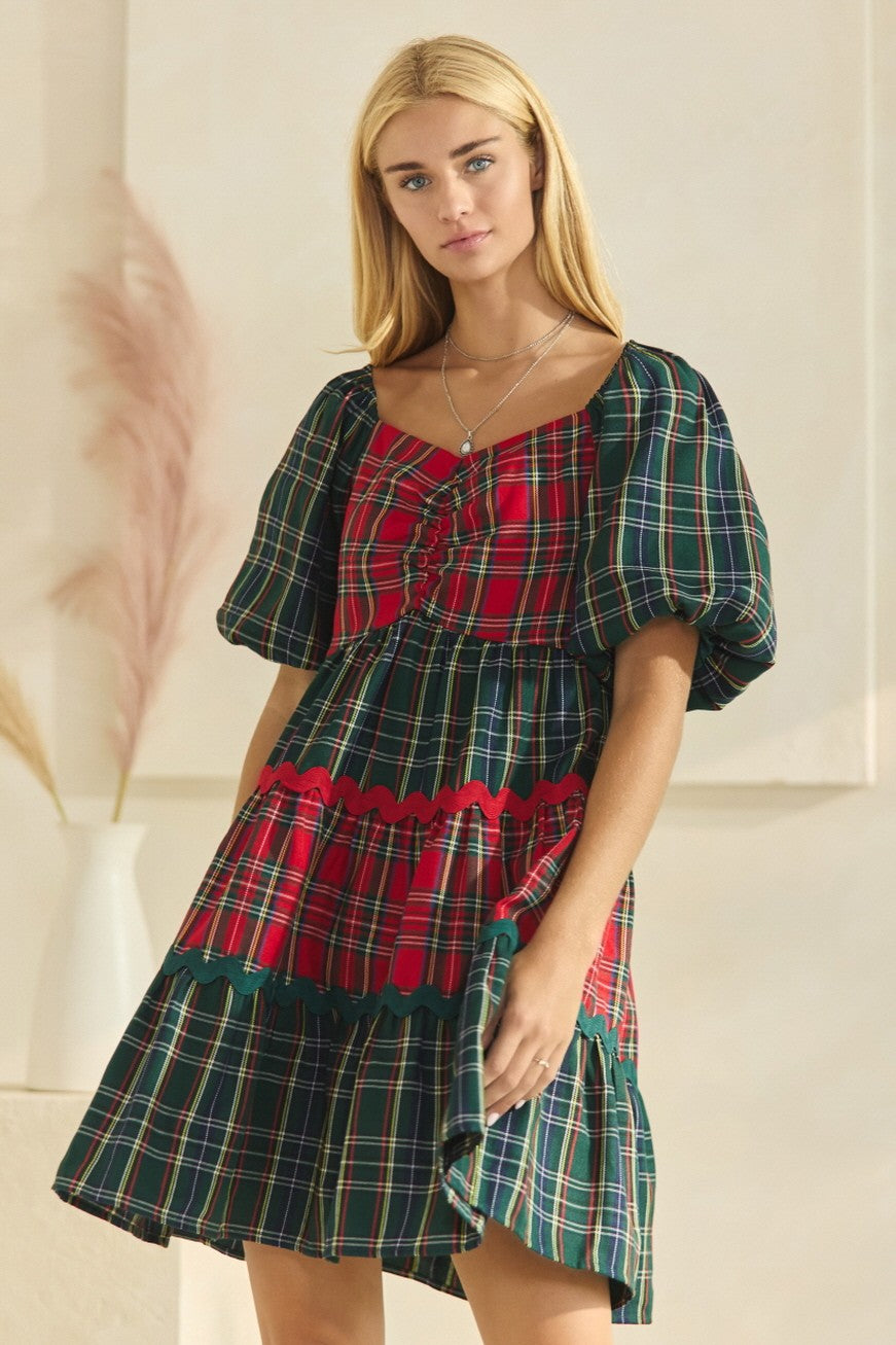 Merry Everything Babydoll Plaid Dress