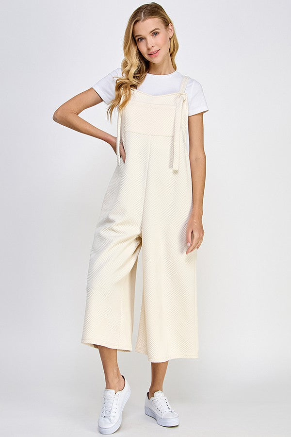 Textured Cropped Overalls