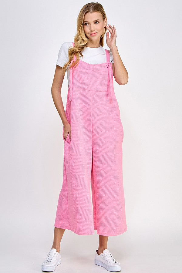 Textured Cropped Overalls