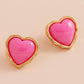 Puff Heart Gold Earrings