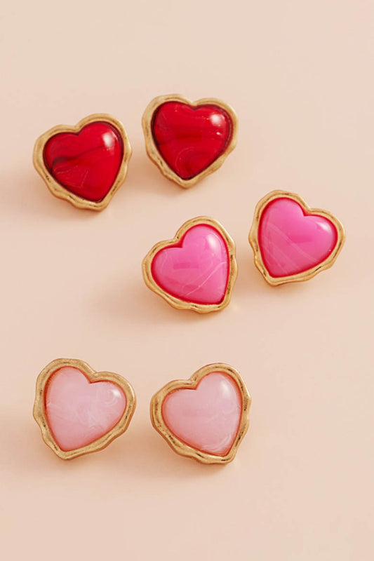 Puff Heart Gold Earrings