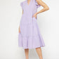 Rachel Ruffle Sleeve Tiered Midi Dress