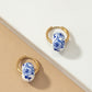 Vintage Blue Brass Hinged Earrings