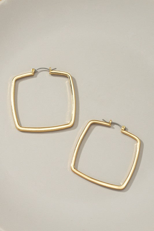 Thinking Outside the Box Square Hoop Earrings
