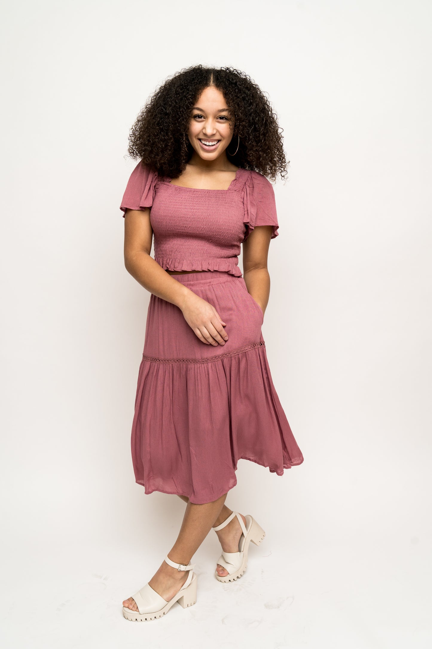 Out in the Sun Smocked Midi Skirt