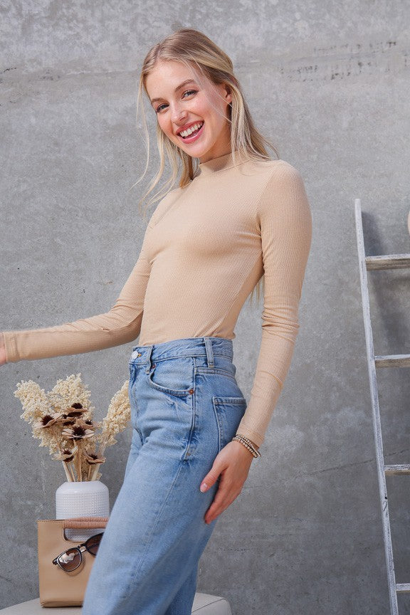 STAY LAYERED BASIC LONG SLEEVE RIBBED TOP