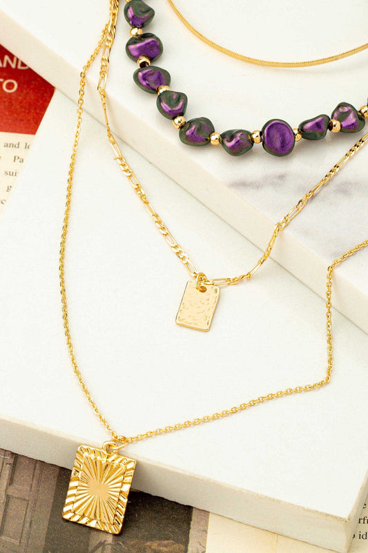 DID WE SAY PURPLE STACKED NECKLACE