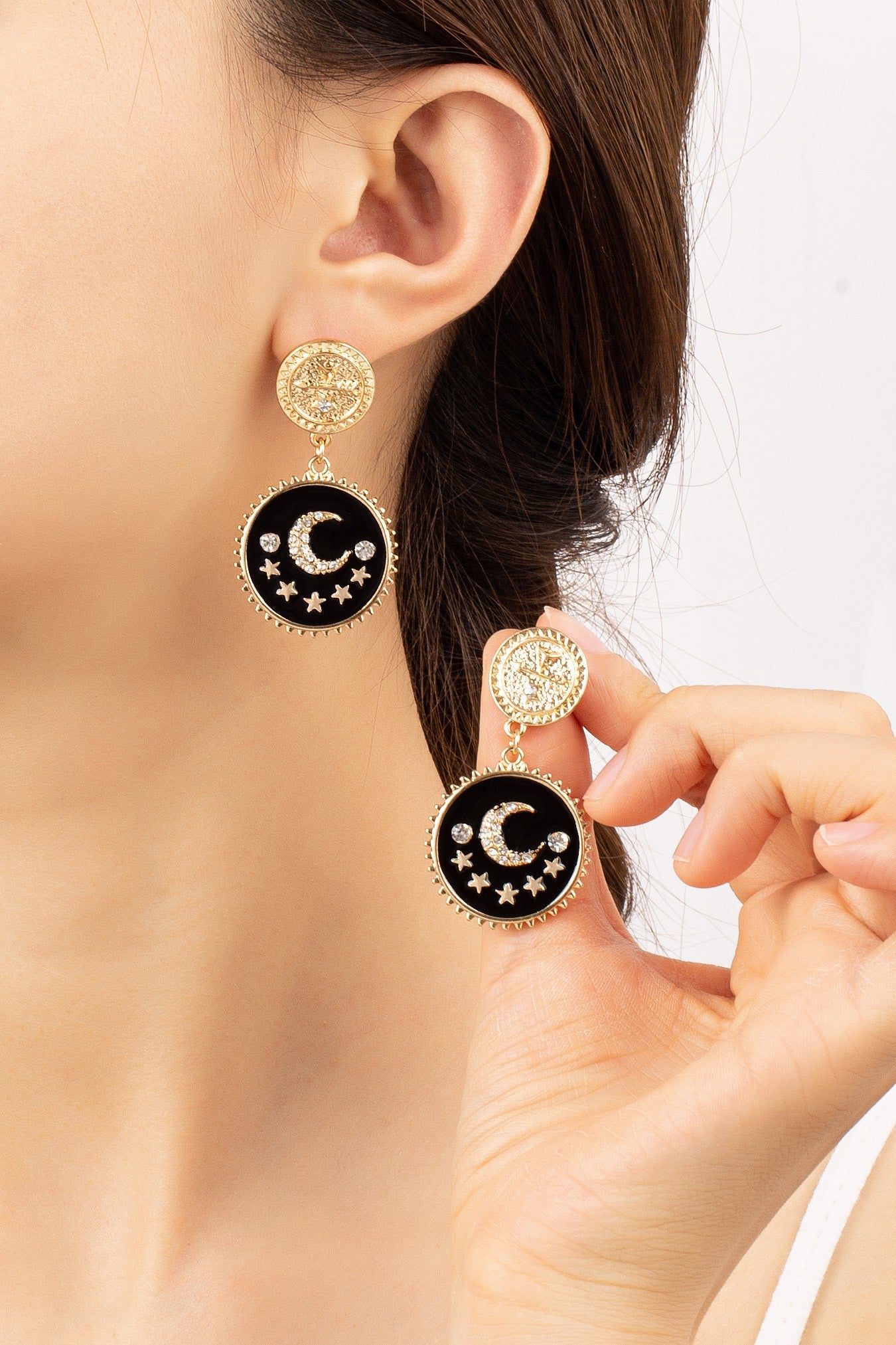 VINTAGE MOON AND STAR COIN EARRING