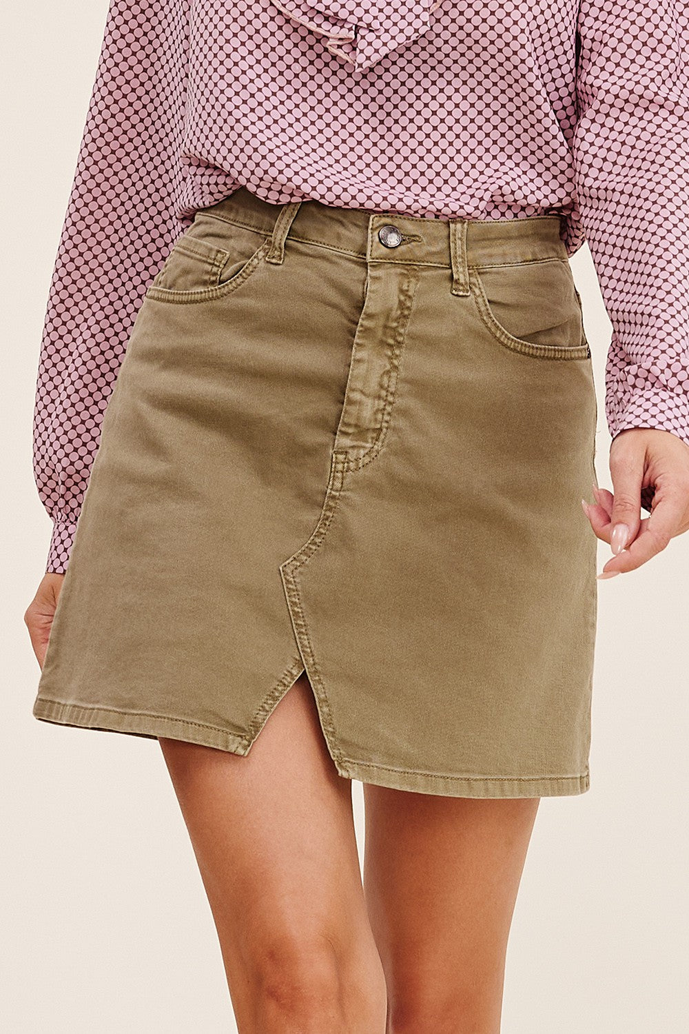 Trendy Lifestyle Front Slit Denim Skirt