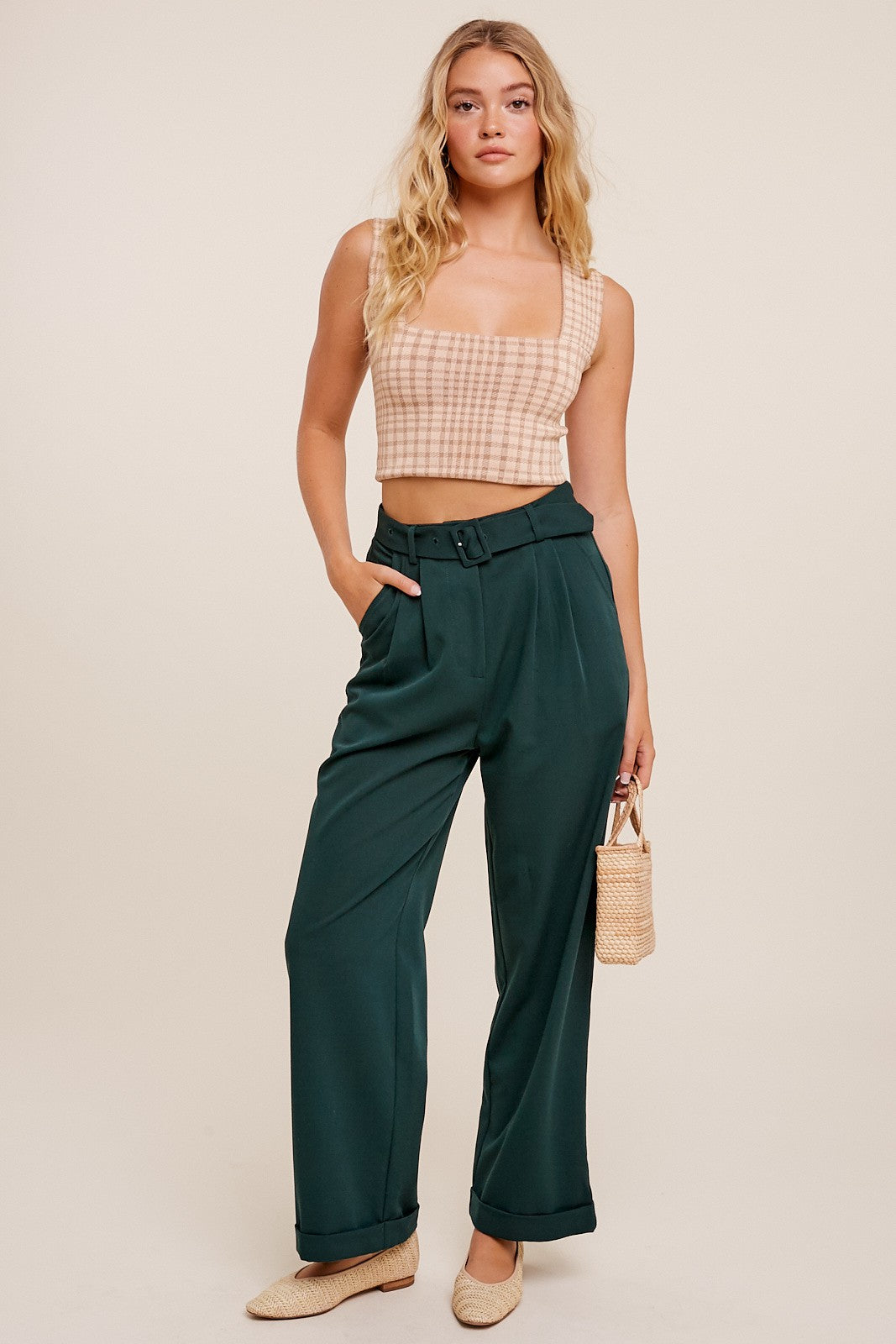 STRICTLY BUSINESS BELTED TROUSER PANTS