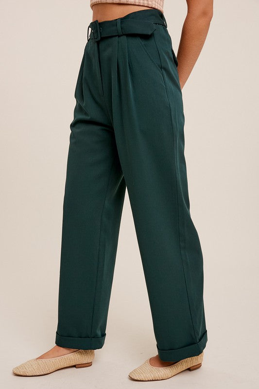 STRICTLY BUSINESS BELTED TROUSER PANTS