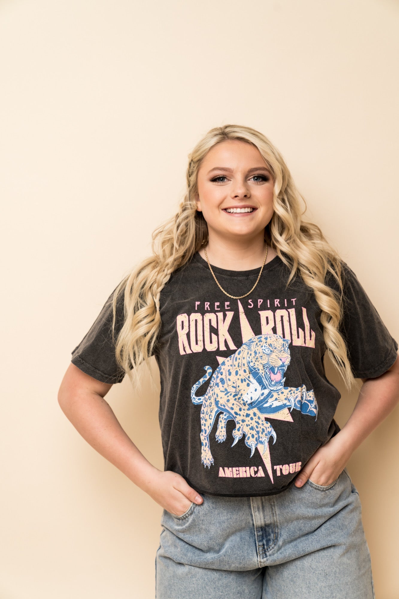 Living on Rock and Roll Leopard Tee
