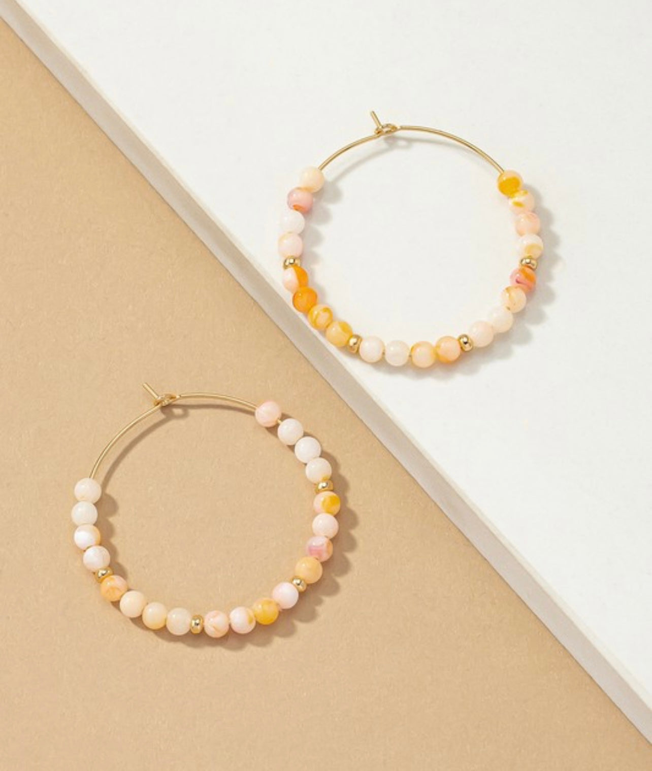 Precious Stone Hoop Earrings