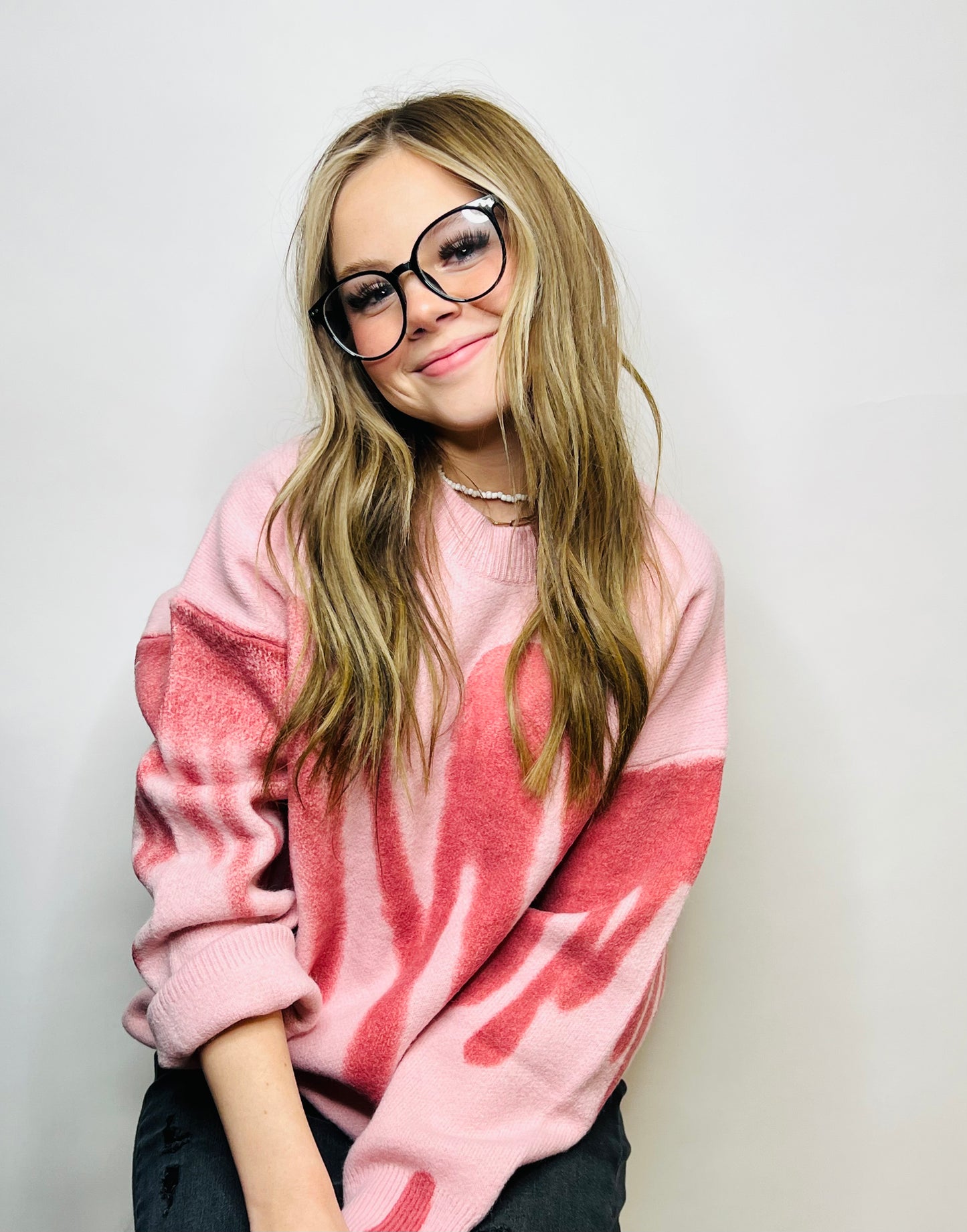 PRETTY IN PINK KNIT SWEATER