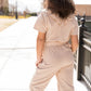 Ruffled Neck Linen Jumpsuit