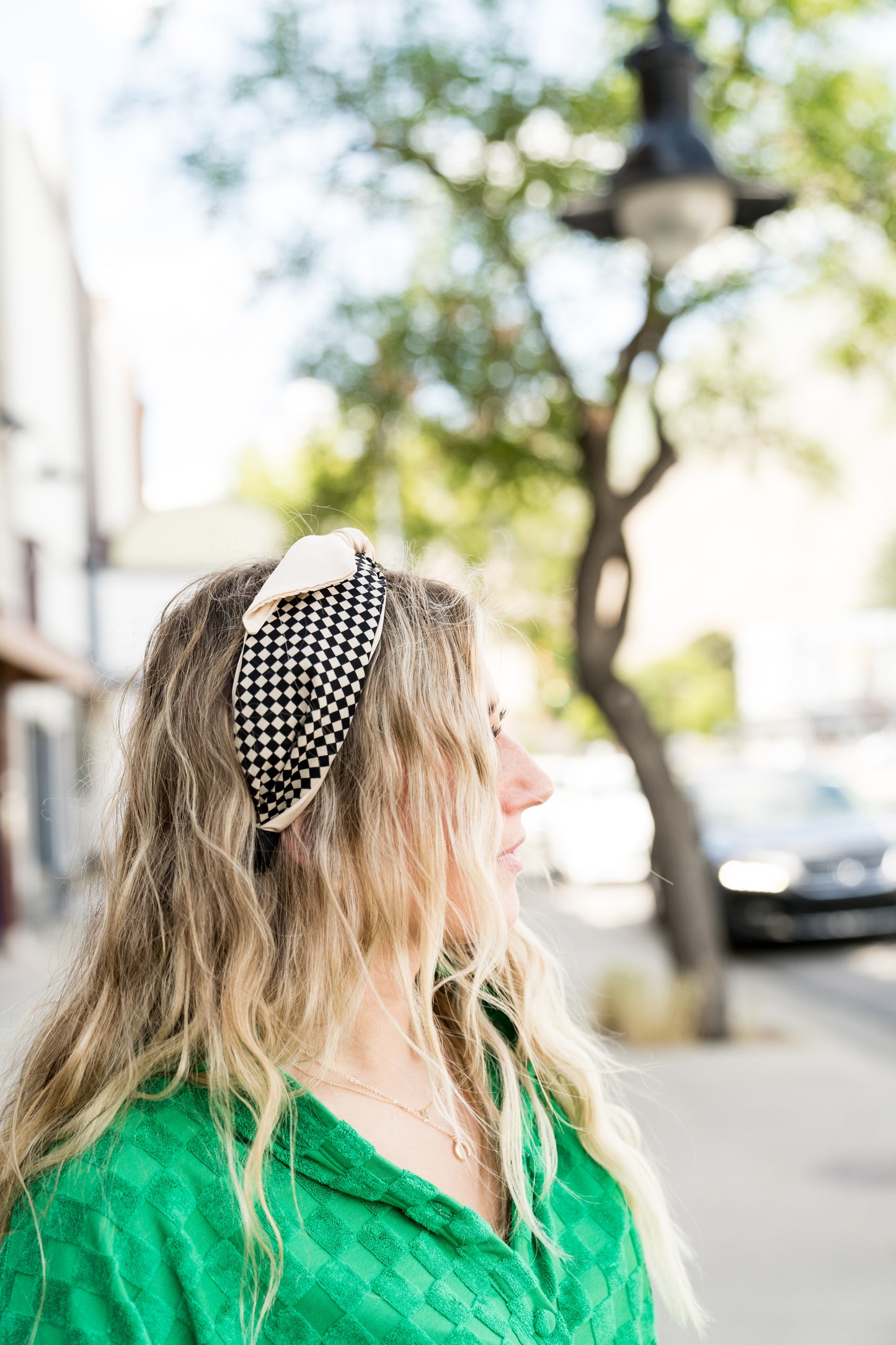 Delicate Bow Checkered Head-Band
